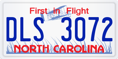 NC license plate DLS3072