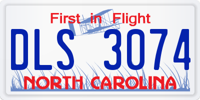 NC license plate DLS3074