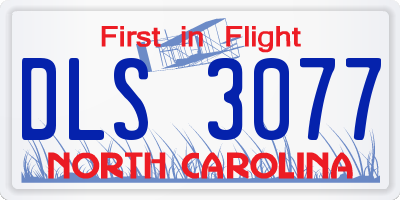 NC license plate DLS3077