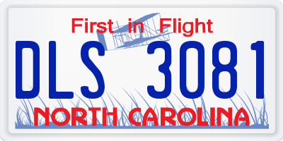 NC license plate DLS3081