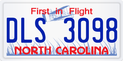 NC license plate DLS3098