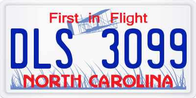 NC license plate DLS3099