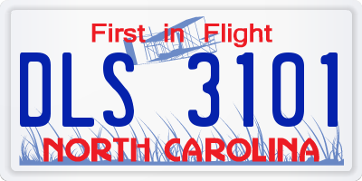 NC license plate DLS3101