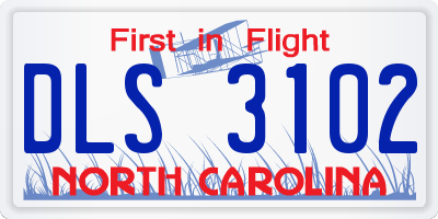 NC license plate DLS3102