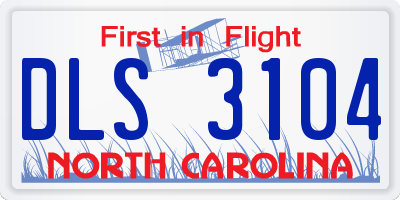 NC license plate DLS3104