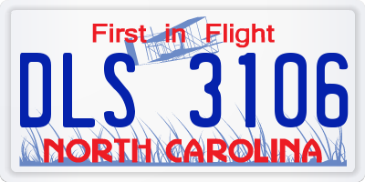 NC license plate DLS3106