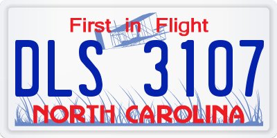 NC license plate DLS3107