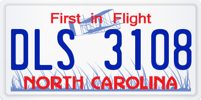 NC license plate DLS3108