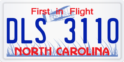 NC license plate DLS3110