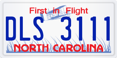 NC license plate DLS3111