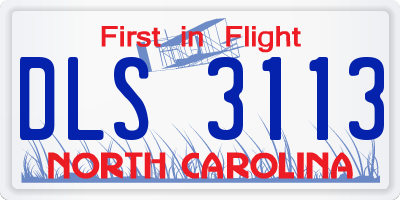 NC license plate DLS3113