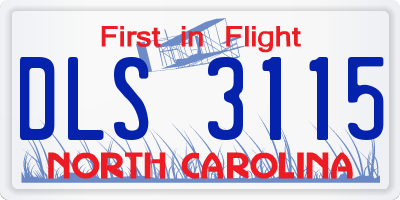 NC license plate DLS3115