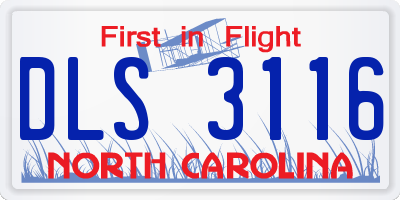 NC license plate DLS3116
