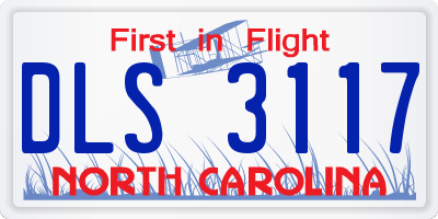 NC license plate DLS3117