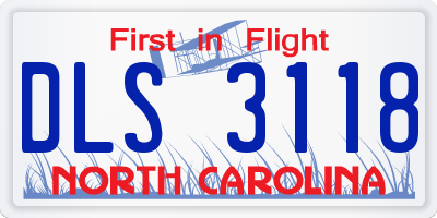 NC license plate DLS3118