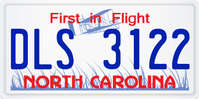 NC license plate DLS3122