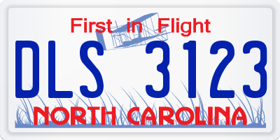 NC license plate DLS3123