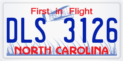 NC license plate DLS3126