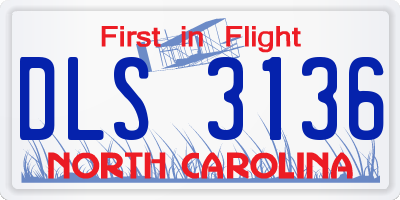 NC license plate DLS3136
