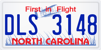 NC license plate DLS3148
