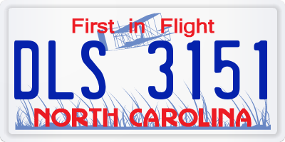 NC license plate DLS3151