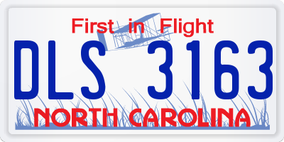 NC license plate DLS3163