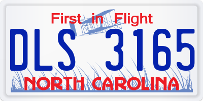 NC license plate DLS3165