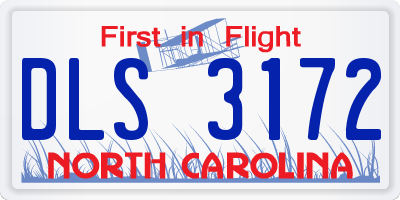 NC license plate DLS3172