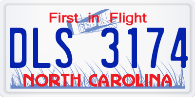 NC license plate DLS3174