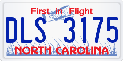 NC license plate DLS3175