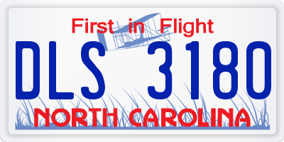 NC license plate DLS3180