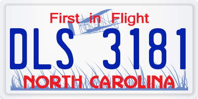NC license plate DLS3181
