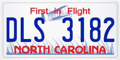 NC license plate DLS3182