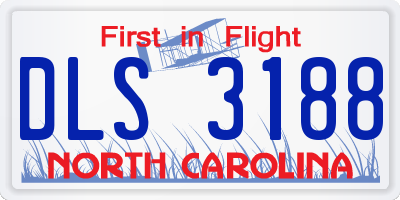 NC license plate DLS3188