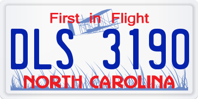 NC license plate DLS3190
