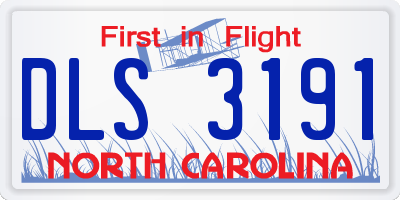 NC license plate DLS3191