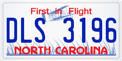 NC license plate DLS3196