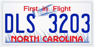 NC license plate DLS3203