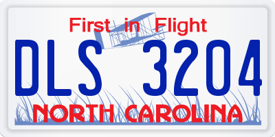 NC license plate DLS3204