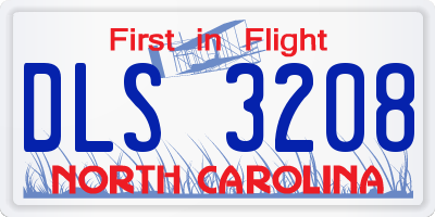NC license plate DLS3208