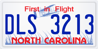 NC license plate DLS3213
