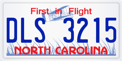 NC license plate DLS3215