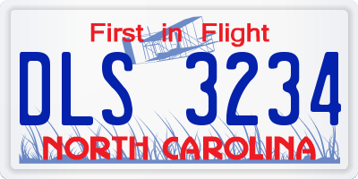 NC license plate DLS3234