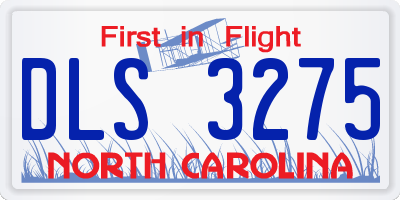 NC license plate DLS3275