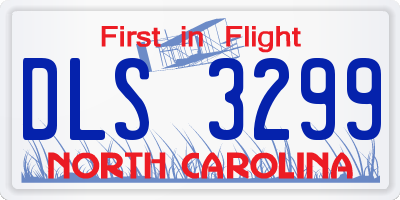 NC license plate DLS3299