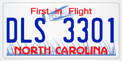 NC license plate DLS3301