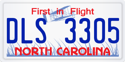 NC license plate DLS3305