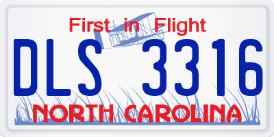 NC license plate DLS3316