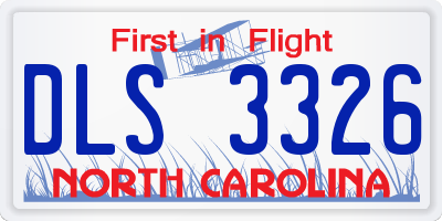 NC license plate DLS3326