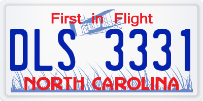 NC license plate DLS3331